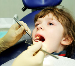 Boy in dentist chair
